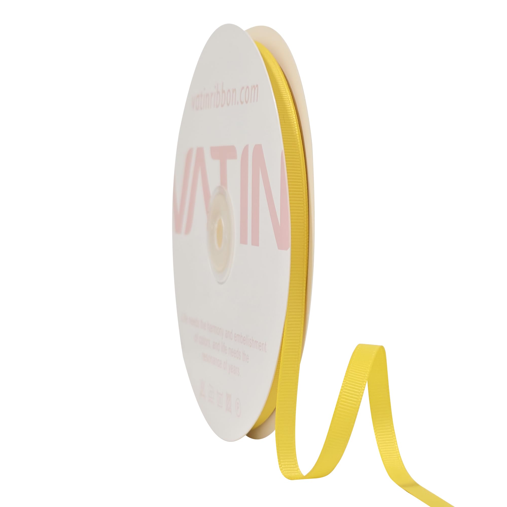VATIN Solid 6 mm X 45 Metres Daffodil Grosgrain Ribbon 45 Metres Each Roll Perfect for Crafts, Wedding Decor, DIY Hair Accessories, Sewing, Gift Package Wrapping and More