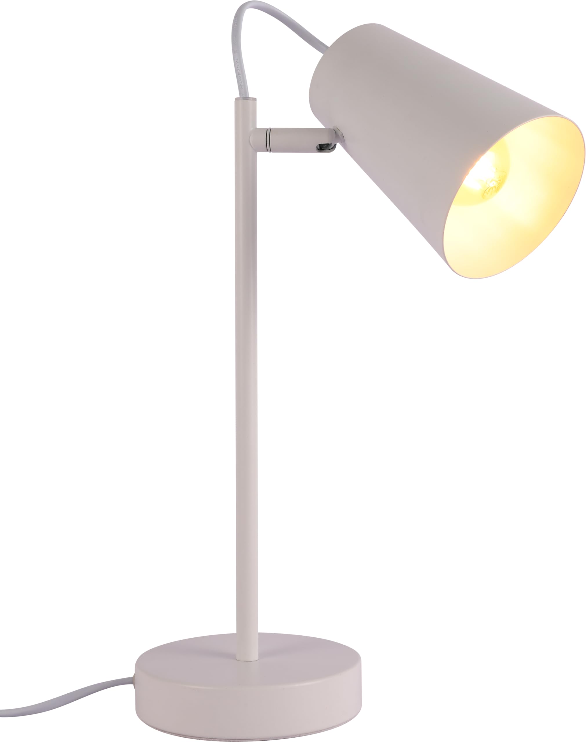 TEKLED® LED Desk Lamp | Sleek Cut Cone Rotatable Table Light in Vibrant Colors | Replaceable E27 Edison Screw Bulb Holder | for Bedside Reading Office Work Architects Students - White