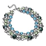 Holylove 11 Colors Women Gorgeous Glass/Simulated Pearl Crystal Beads Choker Statement Necklace Jewelry
