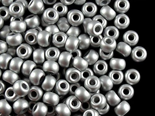 50pcs Small Pony Beads 5.5mm, 2mm Hole, Czech Pressed Glass, Terra Metallic Silver