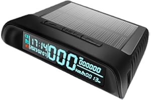 Acouto Multifunctional Car Headup Display Solar GPS Digital Speedometer Solar Powered HUD with LED Digital Display Overspeed 