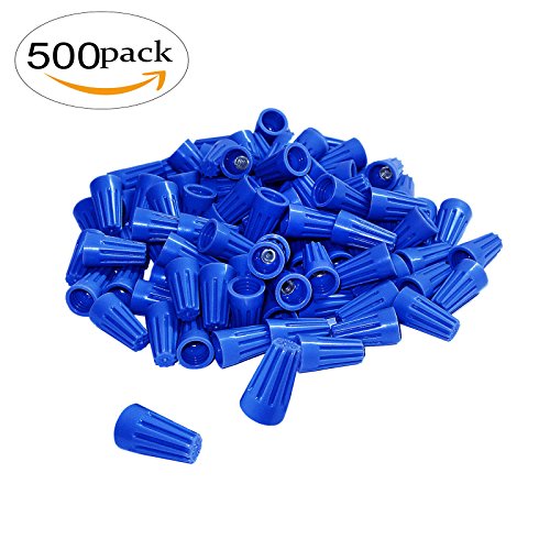 500Pcs twist on wire connectors - Blue #20 - #18 AWG Wire nut Bulk with Spring inserted, easy Screw on electrical caps
