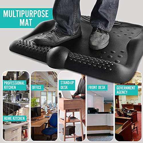 Anti Fatigue Mat Floor Mat with Acupressure Massage Dots (XL, Black