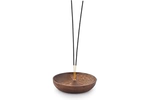 SAMHITA Wooden Round Incense Bowl, Incense Plate Holder, Ash Catcher for Home Décor, Home,Office,Club, Aromatherapy (5" x 5" x 1")