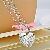 ShungHO 2PC/Set Mother and Daughter Love Heart Words Pendant Chain Necklace Jewelry