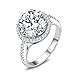 Mozume Women's Luxury 5ct CZ 925 Sterling Silver Engagement Anniversary Halo Ring Solitaire Wedding Band