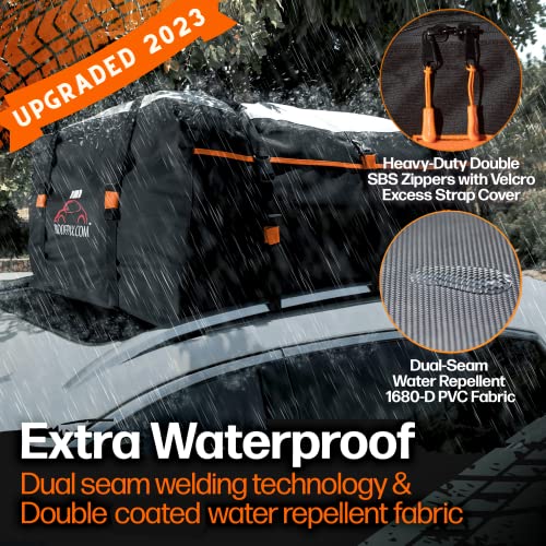RoofPax 15 cft. Car Rooftop Cargo Carrier Bag, Waterproof Storage Including Double Zippers
