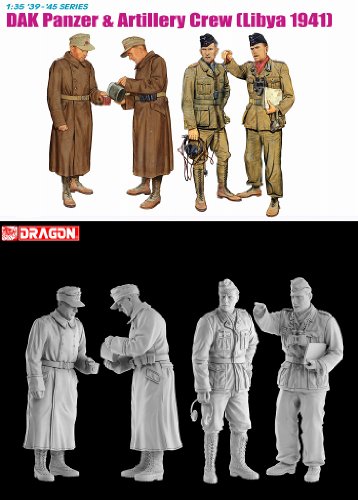 Dragon Models 1/35 DAK Panzer and Artillery Crew, Libya 1941 (4 Figures Set)