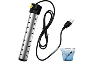 EAAKKOOM Water Heater Electric, 2000W Fast Heating Portable Water Heater with 304 Stainless Steel Guard & Digital LCD Thermometer, Heats 5 Gallons in Minutes for Camping, Bath & Small Pool