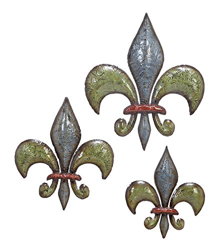 Deco 79 Metal Fleur De Lis, 15 by 12 by 10-Inch, Set of 3