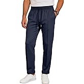 QOSOQ Mens Casual Chino Pants Elastic Waist Lightweight Trousers Classic-Fit Pants with Pockets
