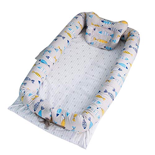 Abreeze Baby for Bed Fish Printed Baby Lounger Breathable