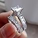 WensLTD Clearance! 2-in-1 Womens Vintage White Diamond Silver Engagement Wedding Band Ring Set (#9, Silver)