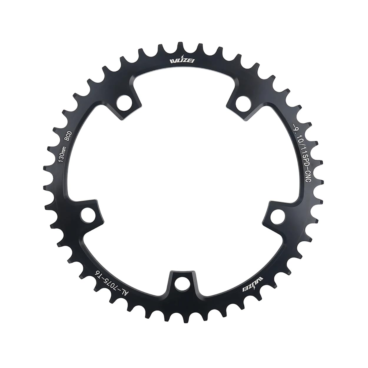 BIKECO Bicycle Narrow Wide Chainring 110/130BCD 5 Screws Round Bicycle Chainring 36/38/40/42/44/46/48/50/52/54/56/58/60T Bicycle Chainring for 9 10 11 Speed Road Bike MTB (130BCD,38T)