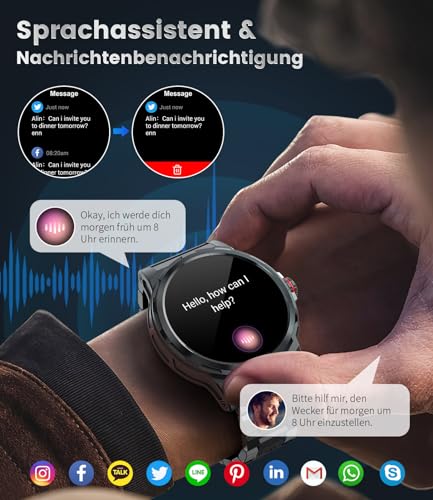 LIGE Men's Smart Watch, 1.43 Inches AMOLED for Android iOS, Black | HD-AMOLED Display, Bluetooth Calls, Health Tracking, 120+ Sports, IP68, 7 Days Battery Life, Custom Dials