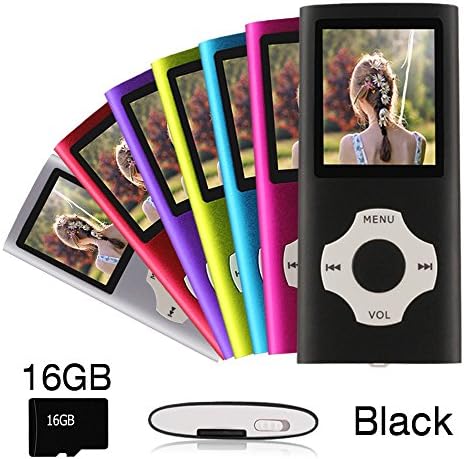 Ueleknight MP3 MP4 Player with a 16G Micro SD Card, Portable Digital Music Player/Video Player/E-Book Reader/Picture Viewing, 1.8 inches Screen Economic Music Player- Black