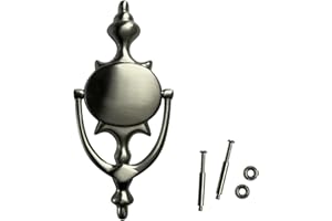 QCAA Solid Brass Door Knocker, 7-3/4", Satin Nickel, 1 Pack, Made in Taiwan