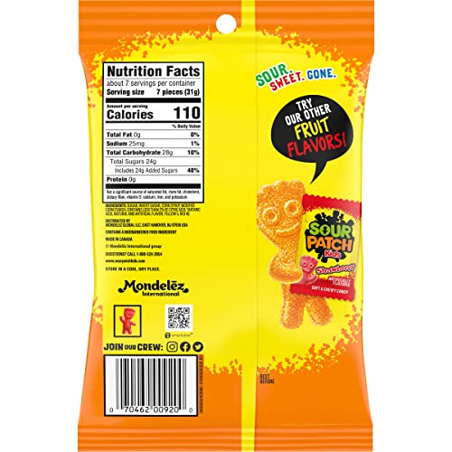 SOUR PATCH KIDS PEACH SOFT & CHEWY CANDY, 8.07 OZ