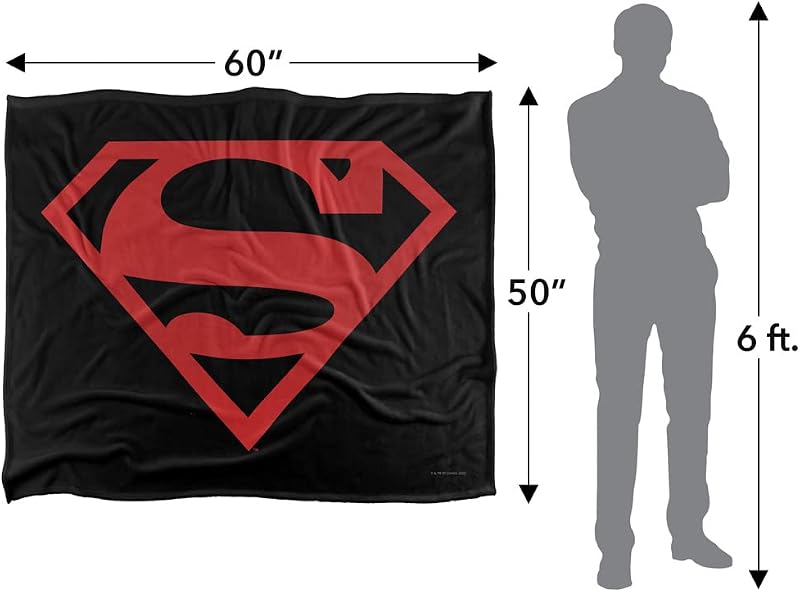 Superman Rojo On Negro Shield Manta súper Suave con Tacto Sedoso – 152 x 127 cm