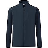 MAELREG Mens Full Zip Up Jacket Casual Stand Collar Lightweight Golf Softshell Windbreaker Jacket for Men 5 Pockets