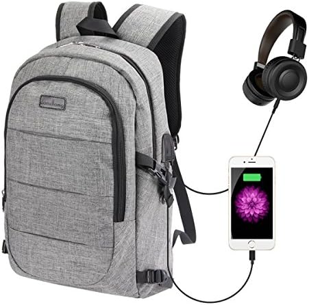 Laptop Backpack,MEKUULA Multi-Function Anti Theft Water Resistant Computer Backpack with USB charging Port and Headphone Interface for School/Travel/Business for 15.6 Inch Laptop and Notebook - Gray