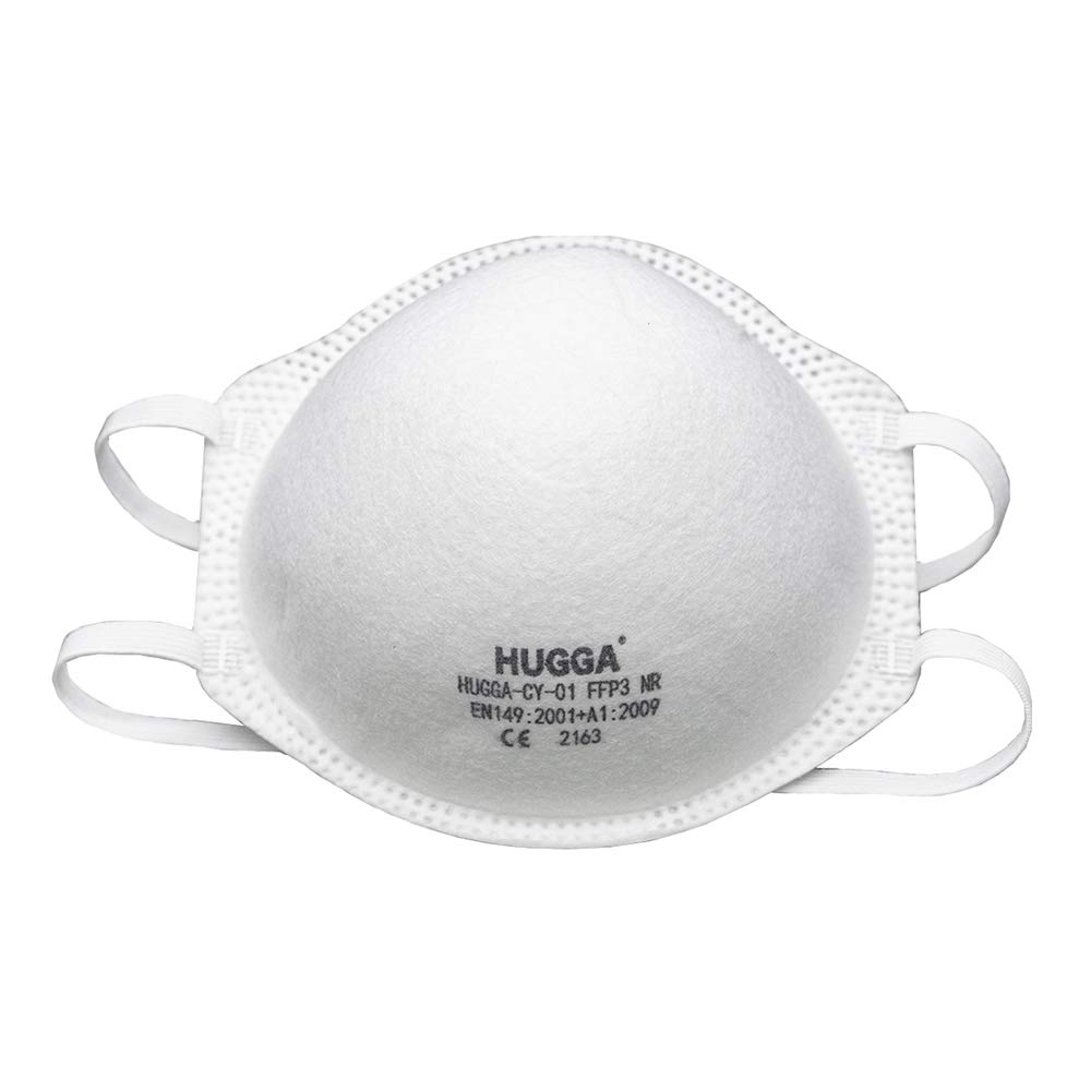 Pack 20 Unvalved FFP3 Face mask, Cone Shape with Adjustable tie Straps for The Perfect fit for All wearers
