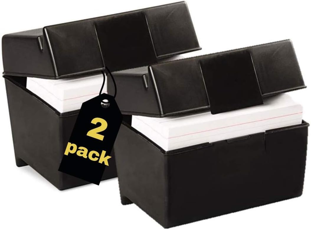 Photo 1 of 1InTheOffice Index Card Box 4x6 Index Card Holder 400 Capacity (2 Pack)