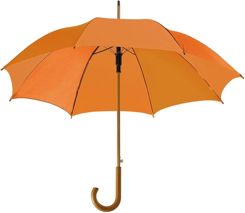 eBuyGB Automatischer klassischer Regenschirm aus Holz mit gebogenem