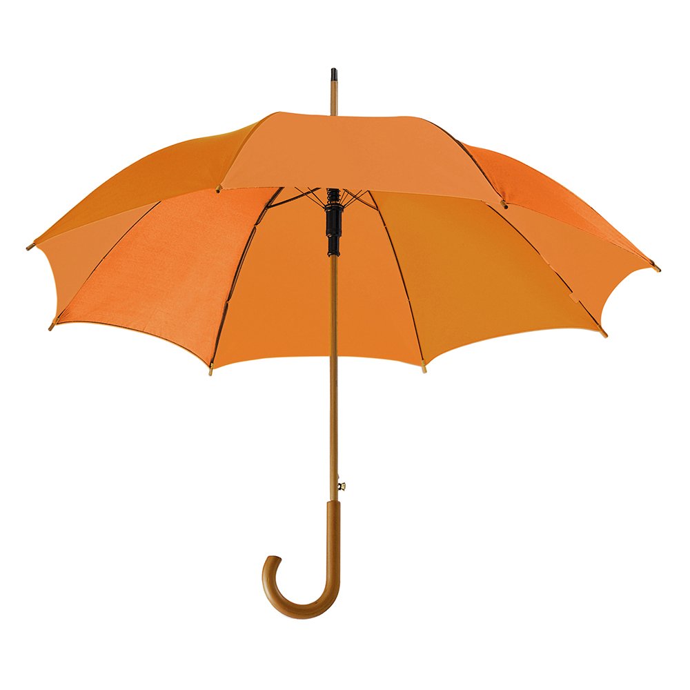 eBuyGB Automatic Opening Classic Wooden Crook Handle Large Umbrella Rainproof for Men and Women Umbrella Windproof Strong - Orange 41.5 Inch / 105cm Span 90cm Length — image 1