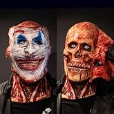 Scary Halloween Skull Mask,Magnetic Blood Joker Double Layer Ripped Mask | Halloween Full Head Skeleton Mask Moving Jaw for Halloween Costumes Party Decoration