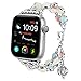 TOMAZON Compatible Apple Watch Band Series 4/3/2/1 38mm 40mm, Unique Handmade Luminous Pearl Adjustable iWatch Bracelet Metal Link Wristband with Perfume Storage Pendant for Women Girl - White