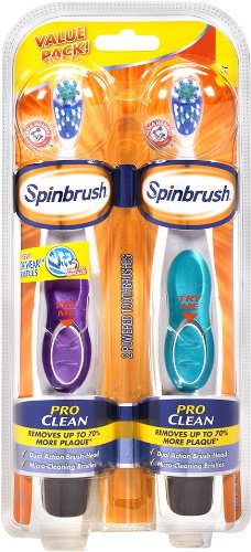 Spinbrush Pro Clean Soft Powered Toothbrush Twin Pack