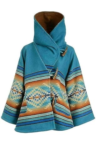 MODERNLEATHER Kelly Reilly Vintage Horn Wool Blend Beth Dutton Blue Hooded  Jacket Poncho Coat, Blue With Native American Design Print, XX-Small :  Amazon.ca: Clothing, Shoes \u0026 Accessories