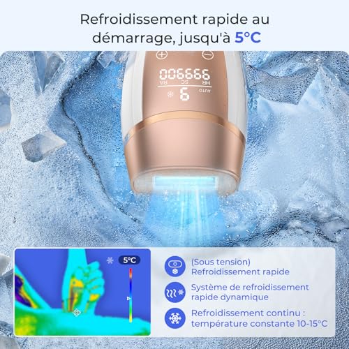 21J Pulsed Light Hair Remover, IPL Laser Epilator with Cooling Function, Home Salon, 9 Levels Laser Hair Removal for Women and Men, Armpit Body, White