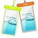 Clear Universal Waterproof Case, Ace Teah Dry Bag, Pouch, Transparent Snowproof Dirtproof Protective Cover for iPhone 8 76 6S Plus X Samsung Galaxy S7 S6 Edge, Note 5 4 3 2 - Orange, Green (2 Pack)