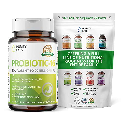Best Probiotic Supplement - 60 One-A-Day Easy To Swallow Time Release Pearls - 15X More Effective Than Capsules - 6 Billion Cfu16 Strains Also Contains Prebiotics (641871637652)