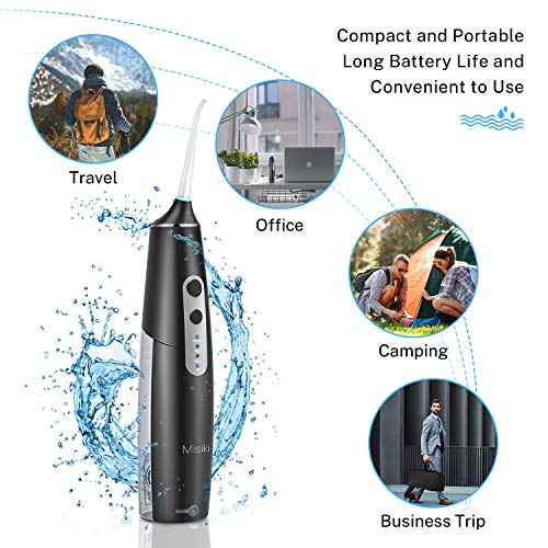 Misiki Water Flosser Cordless, Dental Oral Irrigator for Teeth, IPX7 Waterproof Portable Oral Irrigator, Electric Water Flosser with Build-in 2000mAh Rechargeable Lithium Battery for Home and Travel