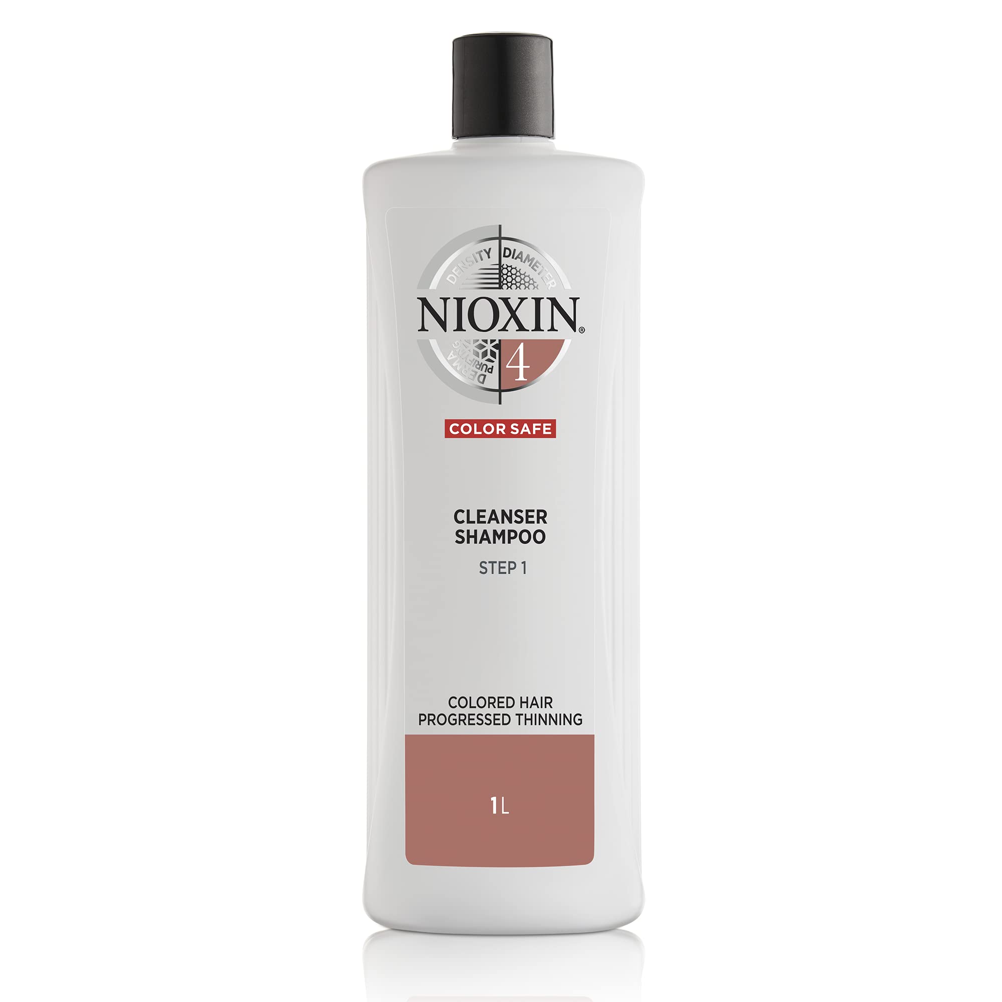 Nioxin 3-Part System, System 4 Coloured Hair with Progressed Thinning , Hair Thickening Treatment, Scalp Therapy, Shampoo 1L