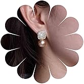 Ximdble Vintage Crystal Square Stud Earrings Brown Pearl Drop Earrings Rhinestone Square Dangle Earrings Single Pearl Stud Earrings Jewelry for Women