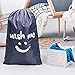 HOMEST 2 Pack XL Wash Me Travel Laundry Bag, Machine Washable Dirty Clothes Organizer, Large Enough to Hold 4 Loads of Laundry, Easy Fit a Laundry Hamper or Basket, Grey (Patent Design)