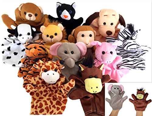 Dondor Velour Animal Finger Puppets, Soft Animal Hand Puppets For Children (2 PACK)