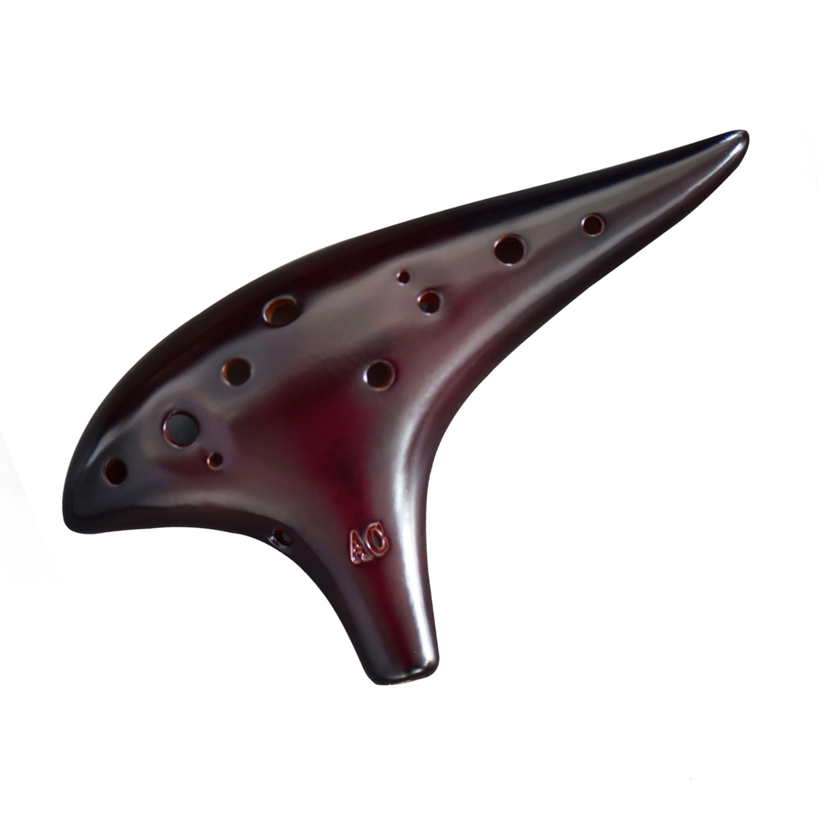 Photo 1 of “Ocean Notes” 12 Hole Sweet Potato Ocarina Graceful Shape Pottery Ocarina in Alto C (Smoked Coffee)
