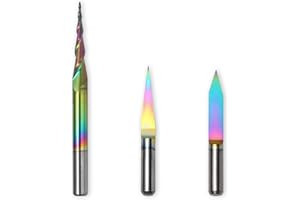 Genmitsu 3PCS V-Shape Tapered Ball Nose End Mills for Aluminum, Copper, Brass Engraving and Other Metals Carving, Chromatic C