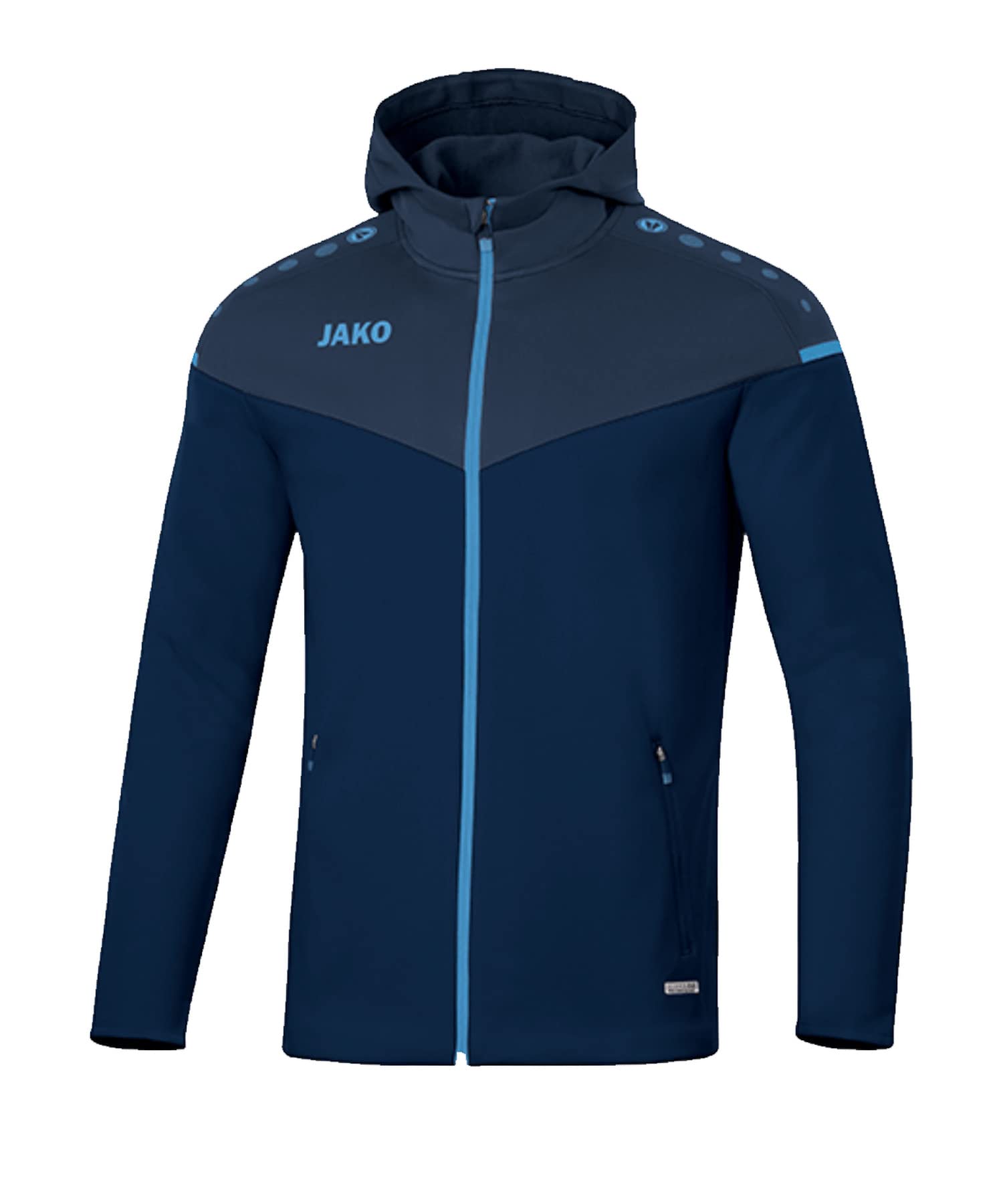 JAKO Women's Champ 2.0 Hooded Jacket, Navy/Dark Blue/Sky Blue, 38 โ image 1