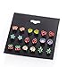 Aganippe 9 Pairs Cute Fruit Animal Stud Earring Sets For Girls kids, hypoallergenic