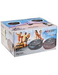 Axess PB2703 BK Boombox portátil MP3 CD con AM FM estéreo, USB, SD, MMC y entradas AUX (negro)