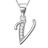 Aurora Tears Letter V Necklace Initial 925 Sterling