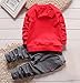 2PCS Baby Boys Girls Cartoon Clothing Set Long Sleeve Shirt and Pants 2Years Red