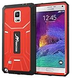 Galaxy Note 4 Case, roocase Note 4 Tough Case Hybrid PC / TPU Full Body Armor Case with Built-in Screen Protector for Samsung Galaxy Note 4 (2014), Red