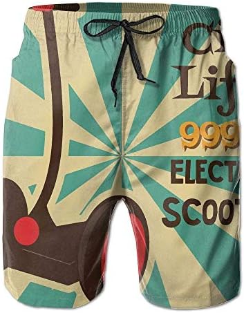 Segway Retro Men's/Boys Casual Shorts Swim Trunks Swimwear Elastic Waist Beach Pants with Pockets